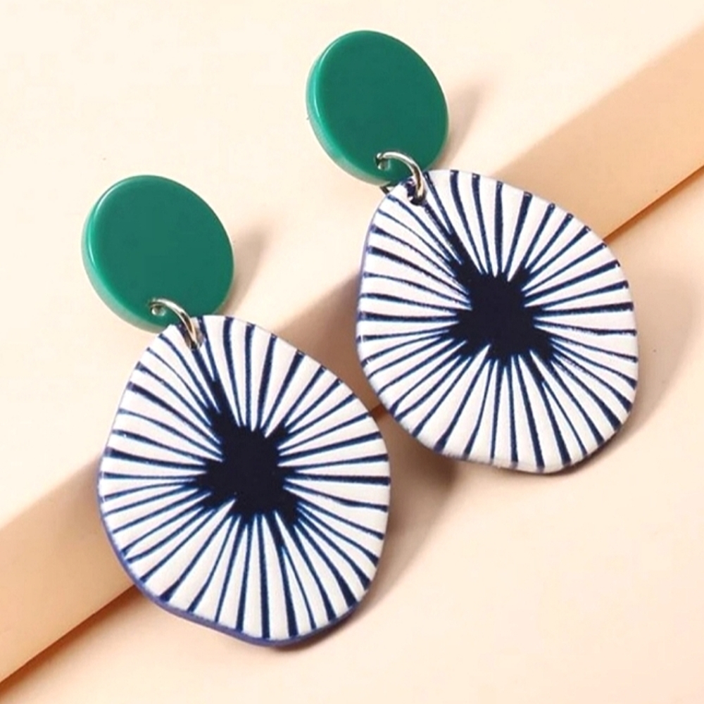 Abstract Sea Urchin Tropical Decor Drop Dangle Earrings